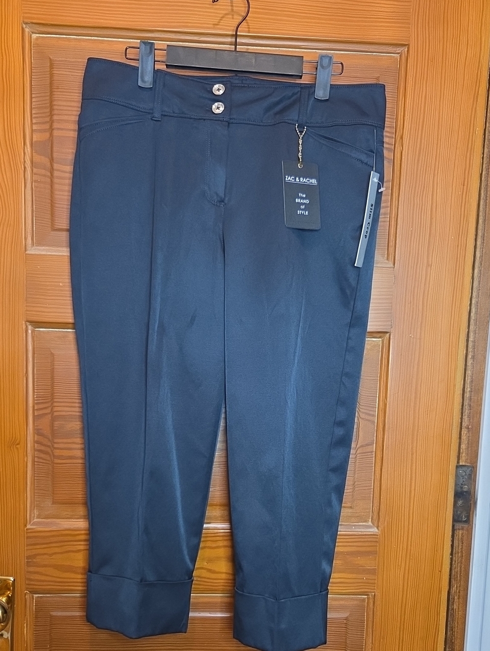 Zac & Rachel Navy Cuffed Straight-Leg Capris Tailored Fit NWT
